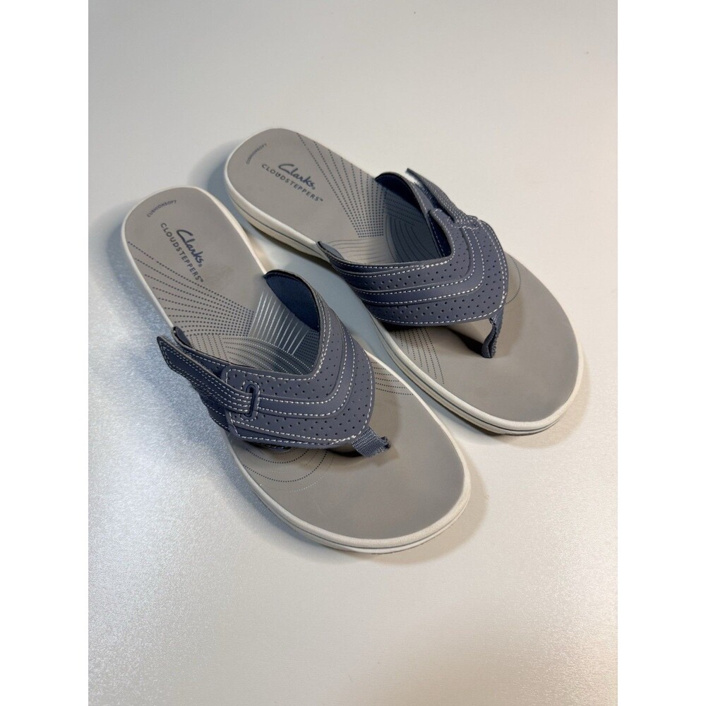 Clarks  Blue, Grey Cloud Steppers Flip Flops, Size 10 Women